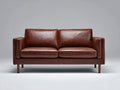 Sofás 2 plazas de cuero 185x90x85 cm - marrón oscuro - diseño moderno con patas de madera