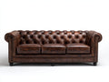 Sofás 3 plazas de cuero 220x90x78 cm - marrón oscuro - diseño clásico para salón