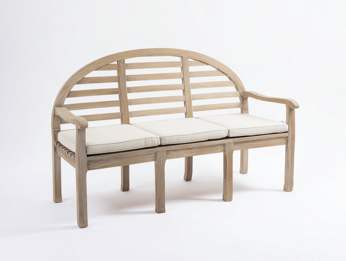 Bancos de jardín de madera 180x65x110 cm - marrón claro-blanco - banco de 3 plazas con respaldo arqueado