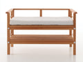 Bancos de jardín de madera 120 x 60 x 85 cm - Marrón natural y blanco crema - Asiento acolchado con estante inferior