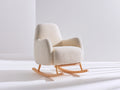 Mecedoras tapizadas 76 x 88 x 92 cm - Crema y madera natural - Diseño envolvente con base curva de madera
