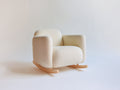 Mecedoras tapizadas 82 x 90 x 84 cm - beige y madera natural - diseño moderno con base de madera
