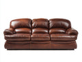 Sofás 3 plazas de cuero 220x100x95 cm - marrón oscuro - diseño clásico con asiento acolchado