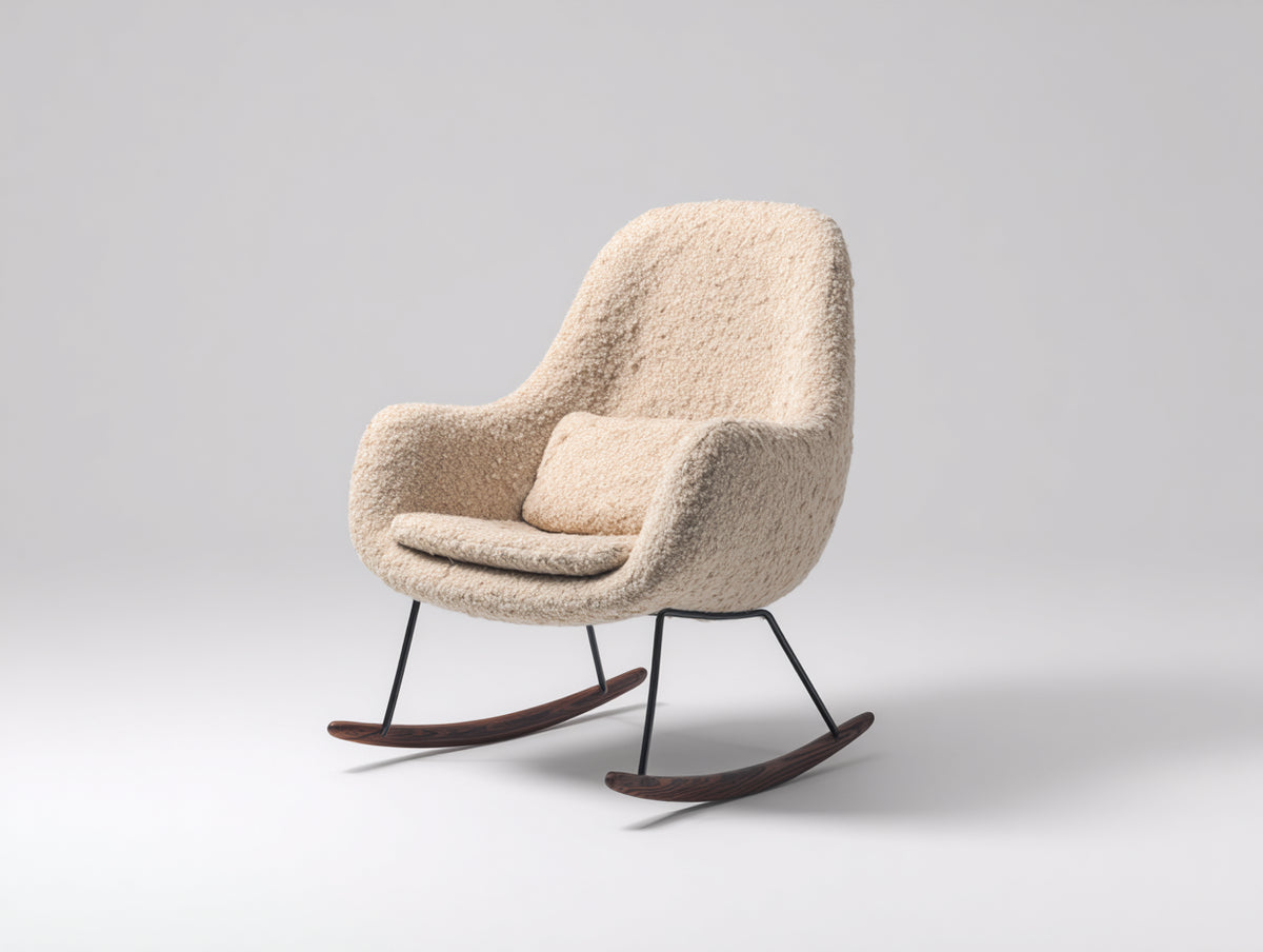 Mecedoras tapizadas 80 x 94 x 104 cm - beige y marrón - diseño moderno con respaldo alto y base curva