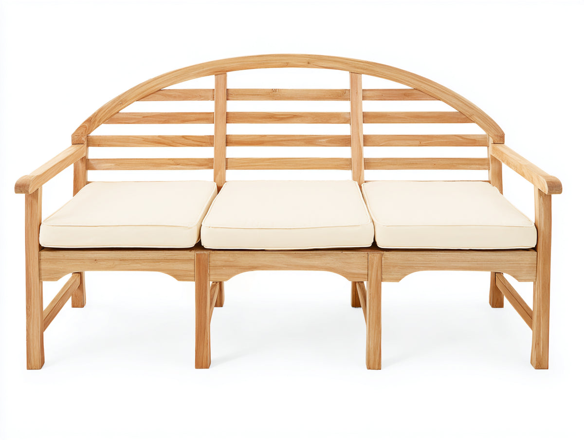 Banco de jardín de madera 150x60x90 cm - Marrón claro y crema - Diseño clásico de 3 plazas