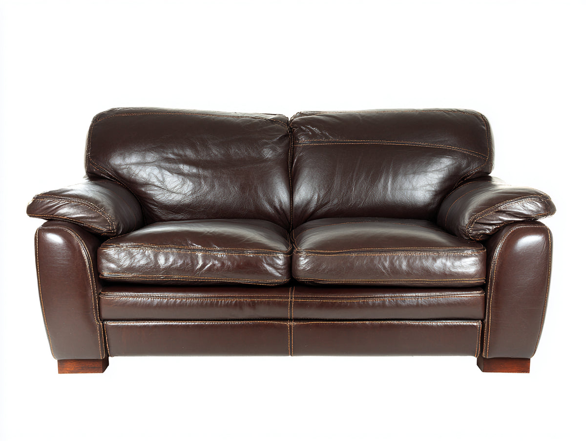 Sofás 2 plazas de cuero 165x90x88 cm - Marrón oscuro - Diseño clásico acolchado