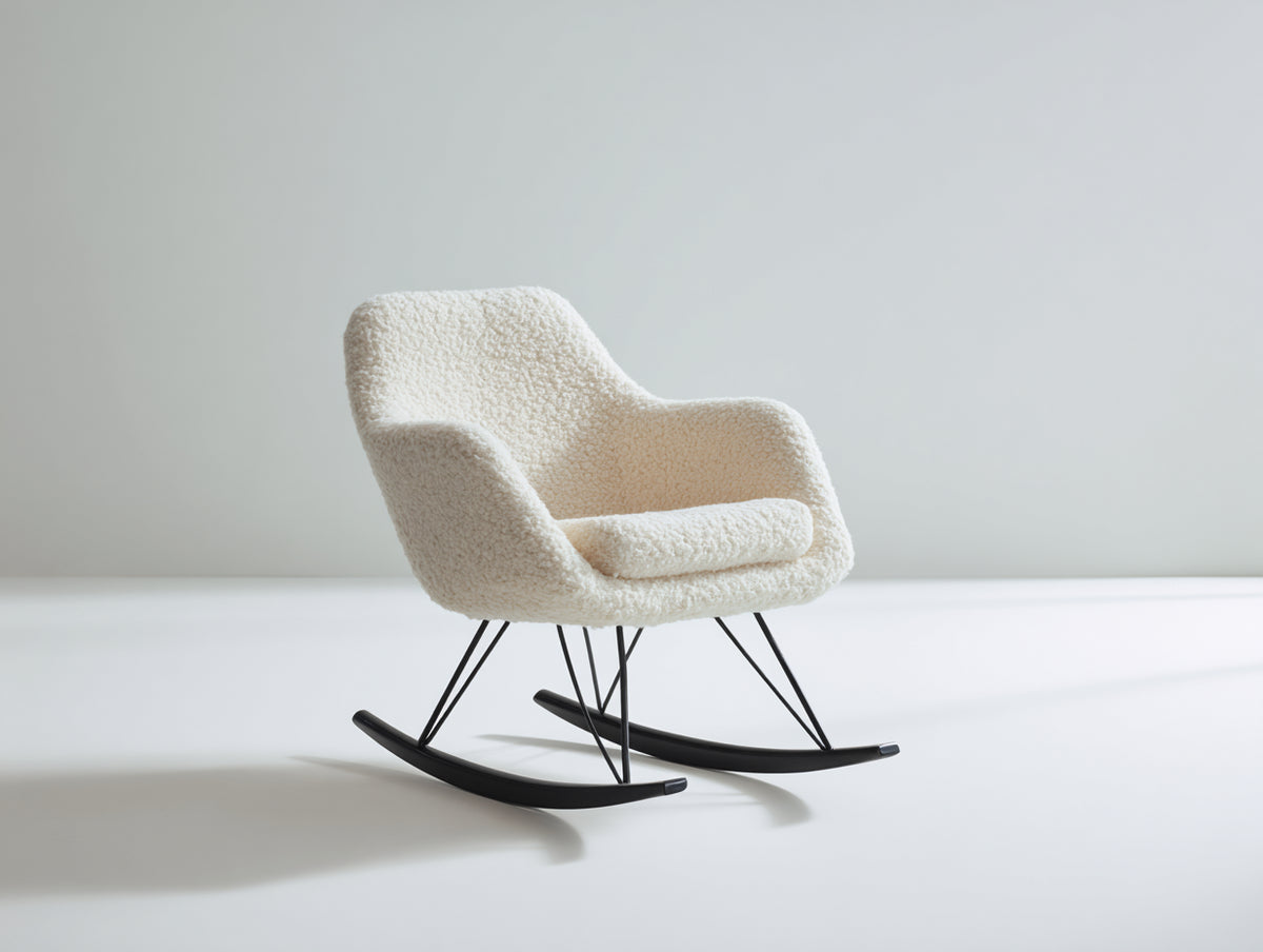 Mecedoras tapizadas 78x85x90 cm - blanco crema-negro - diseño envolvente con base metálica