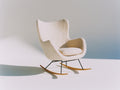 Mecedoras tapizadas 78 x 92 x 103 cm - Crema madera natural y negro - Respaldo alto envolvente con base curva de madera