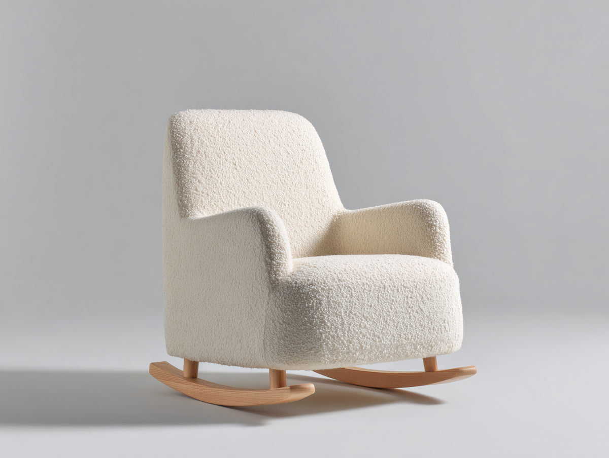 Mecedoras tapizadas 78 x 88 x 96 cm - beige y madera natural - diseño moderno con respaldo alto y base de madera
