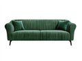 Sofás 2 plazas tapizados 190 x 88 x 83 cm - Verde oscuro y negro - Tejido acanalado con brazos curvos y patas metálicas