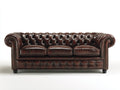 Sofás 3 plazas de cuero 225x92x80 cm - marrón oscuro - diseño clásico para salón