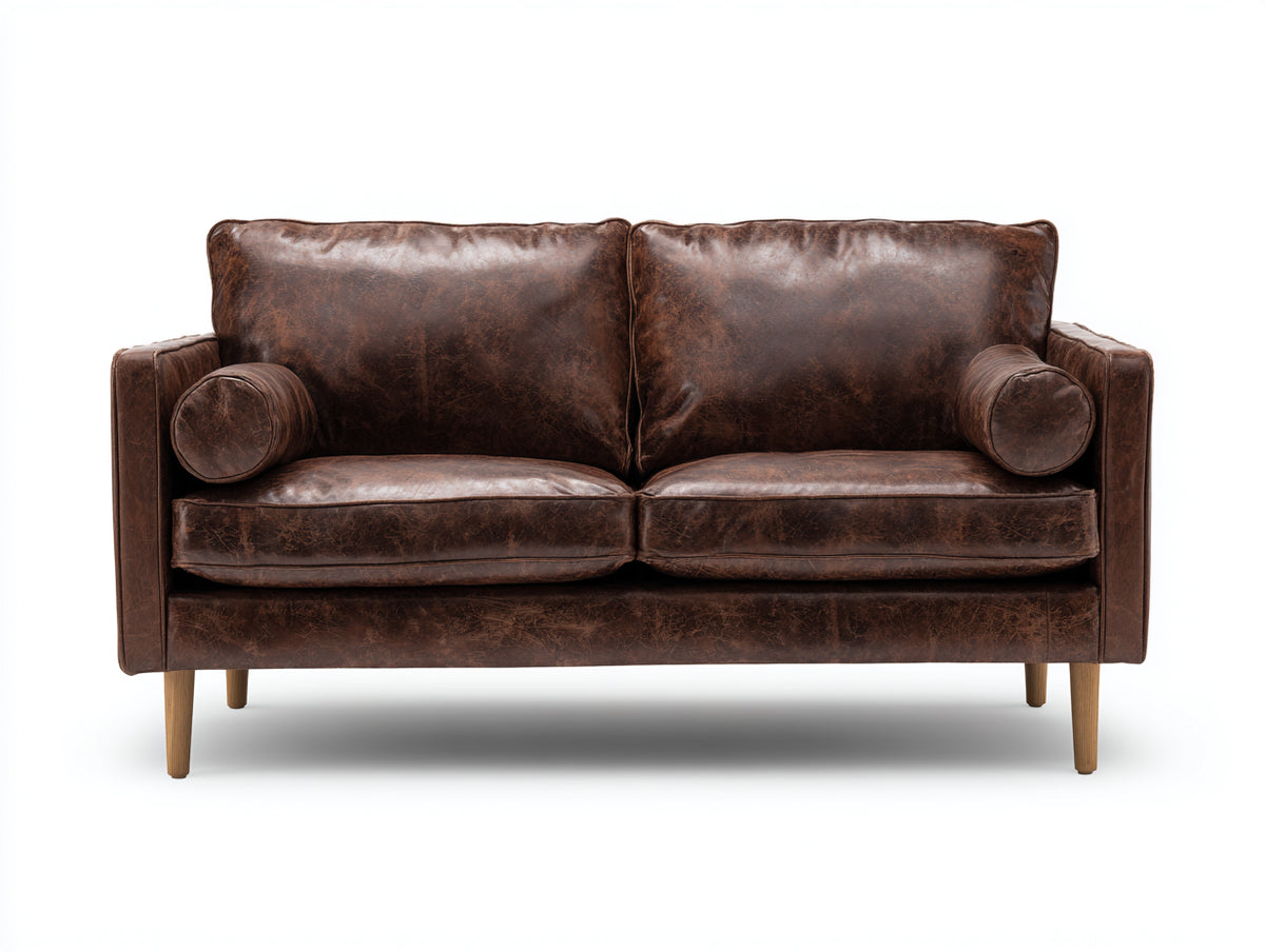 Sofás 2 plazas de cuero 172x89x84 cm - marrón oscuro - diseño moderno para salón
