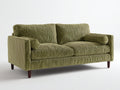 Sofás 2 plazas de pana 200x95x85 cm - verde oliva-marrón oscuro - diseño moderno con patas de madera
