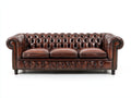 Sofás 3 plazas de cuero 220x95x78 cm - Marrón oscuro - Diseño Chesterfield capitoné clásico