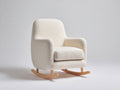 Mecedoras tapizadas en tejido bouclé 76x86x90 cm - crema y madera natural - asiento acolchado con base curva de madera