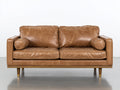 Sofás 2 plazas de cuero 180x90x85 cm - Marrón coñac - Diseño moderno con patas de madera