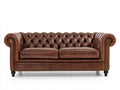 Sofás 2 plazas de cuero 190x92x78 cm - Marrón oscuro - Diseño Chesterfield capitoné