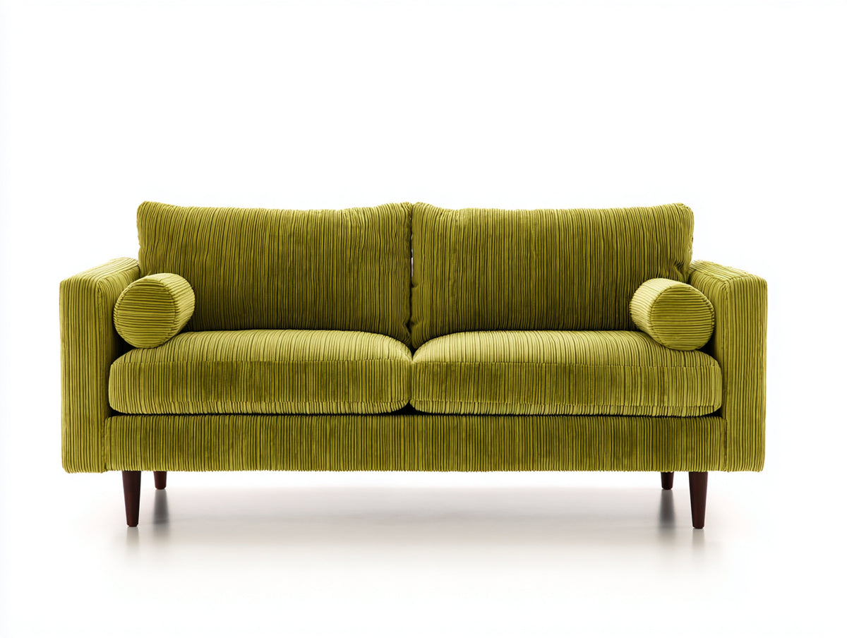Sofás 2 plazas de pana 180x88x85 cm - Verde oliva - Diseño moderno con patas elevadas